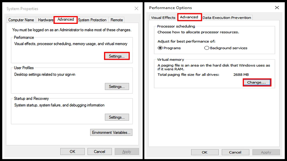 Virtual memory on Windows 10 Virtual memory on Windows 10